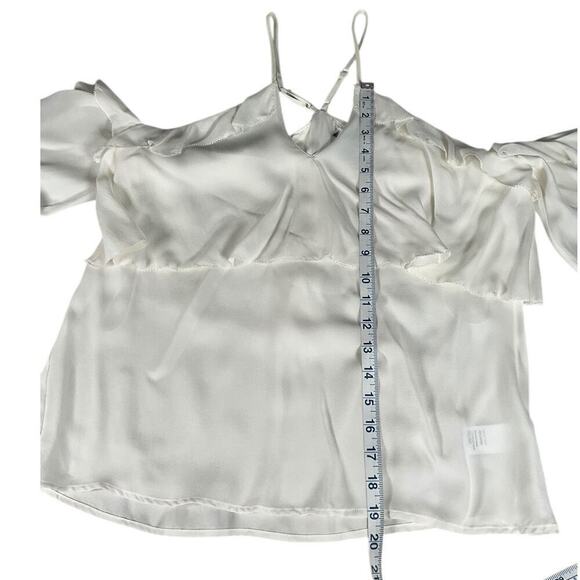 Paige 100% Silk Luciana Top in White Size Small Off Shoulder Sleeve Boho Halter - Picture 12 of 15
